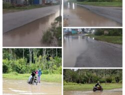 Terungkap Penyebab Air Hujan Genangi Jalan Poros Desa Nurweda 